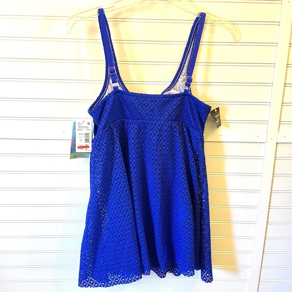 NWT Swim Solutions Tummy Control Bust Support Twist Front Crochet Swimdress - Picture 3 of 15